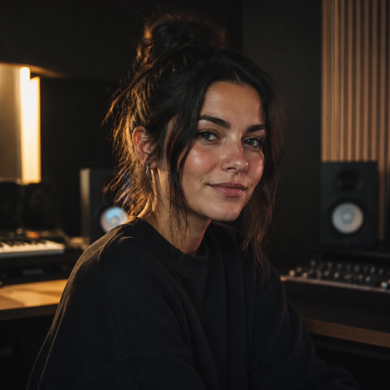 AI profilová fotka na sociální síti: spotify profil pro tvůrce v tmavém stylu