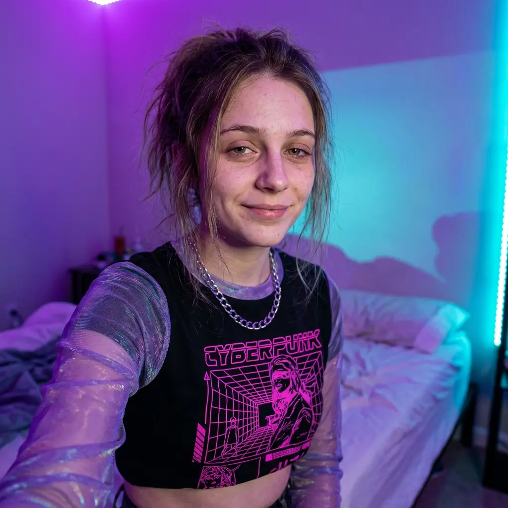 Y2K neonové selfie